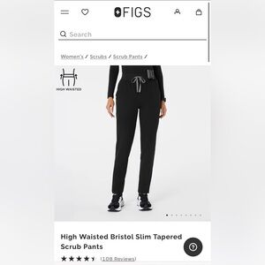 Figs Black High Waisted Bristol Slim Jogger Scrub Pants
